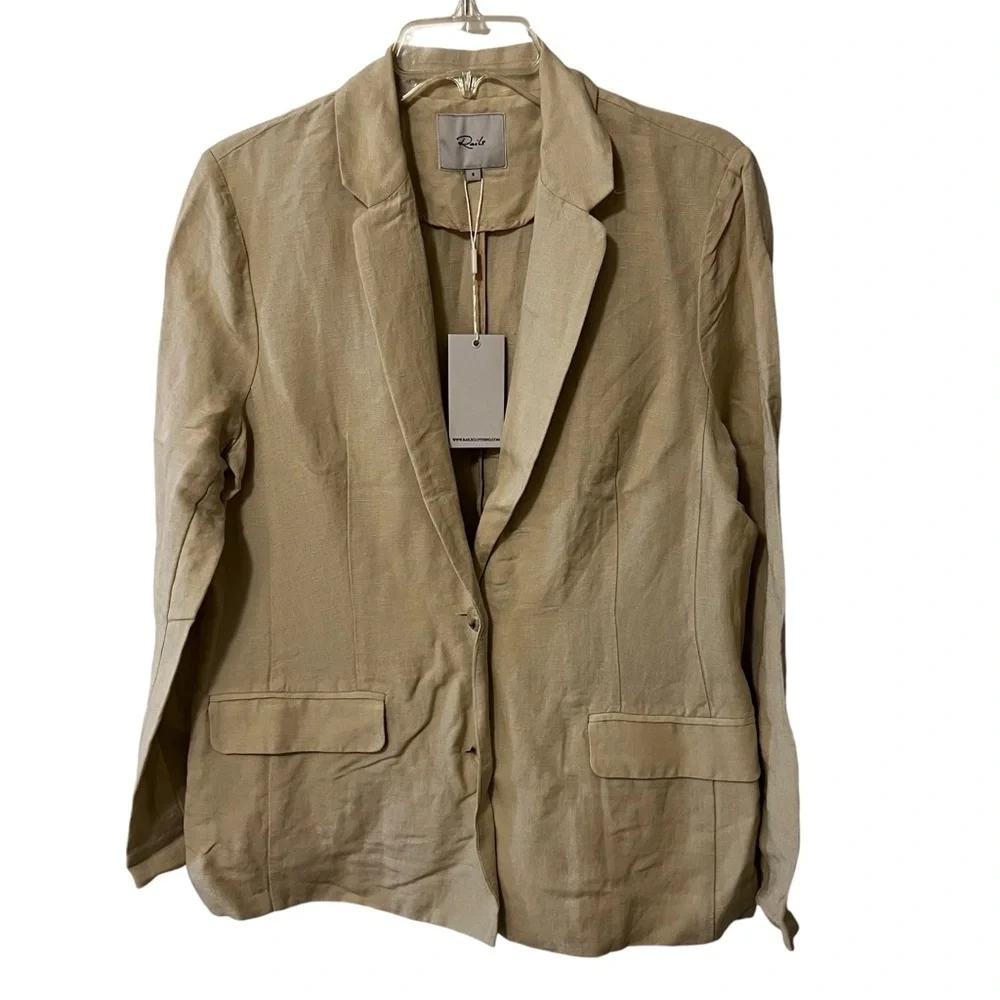 NWT RAILS Flynn Blazer In Taupe Linen Blend Boxy Oversized Relaxed Workwear S - Picture 13 of 16